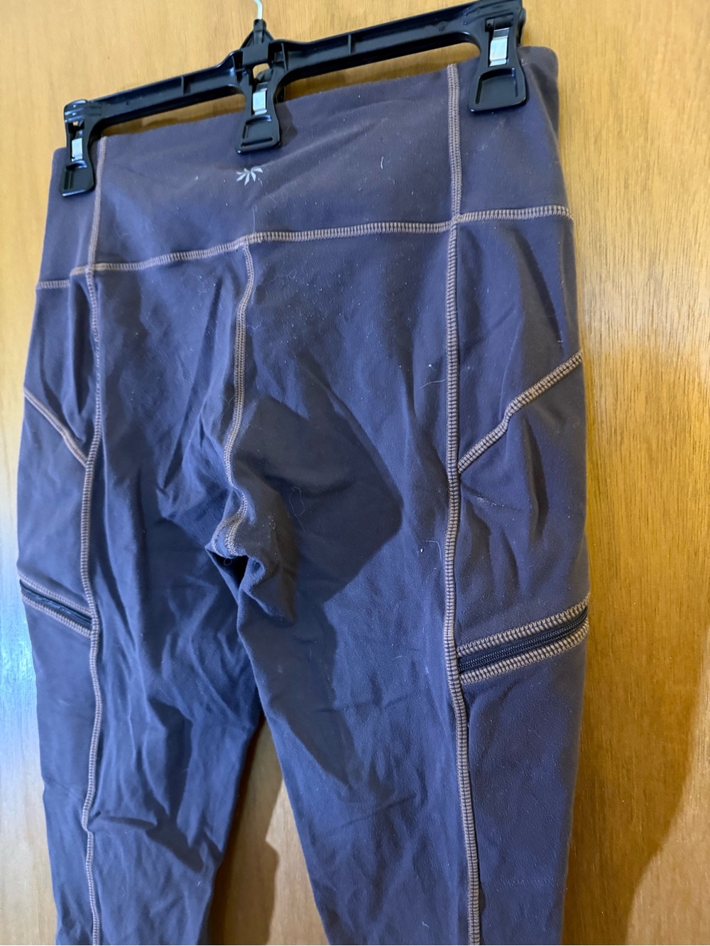 Athleta Purple Leggings with Contrasting Tan Stitching - Picture 2 of 6
